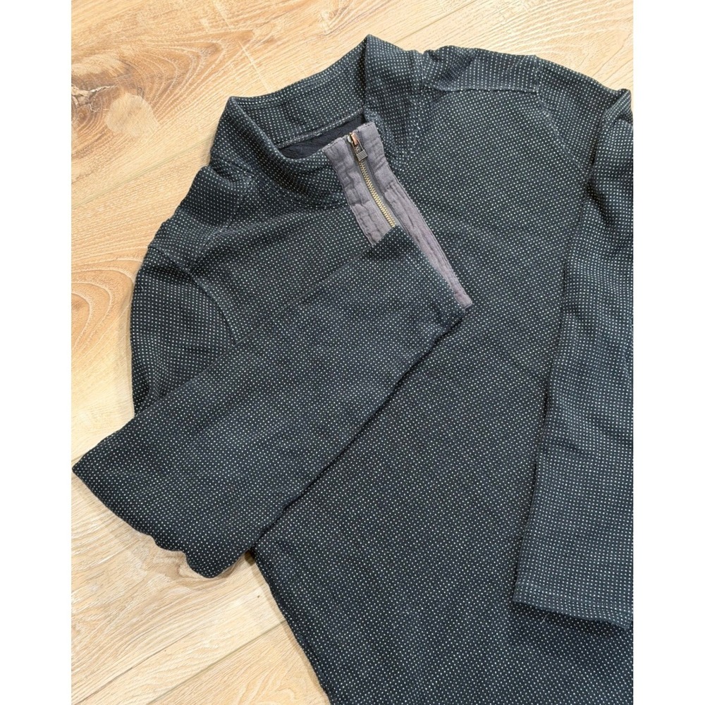 Carbon2Cobalt Mens Large Charcoal Navy Blue Dotted Quarter Zip Cotton Pullover